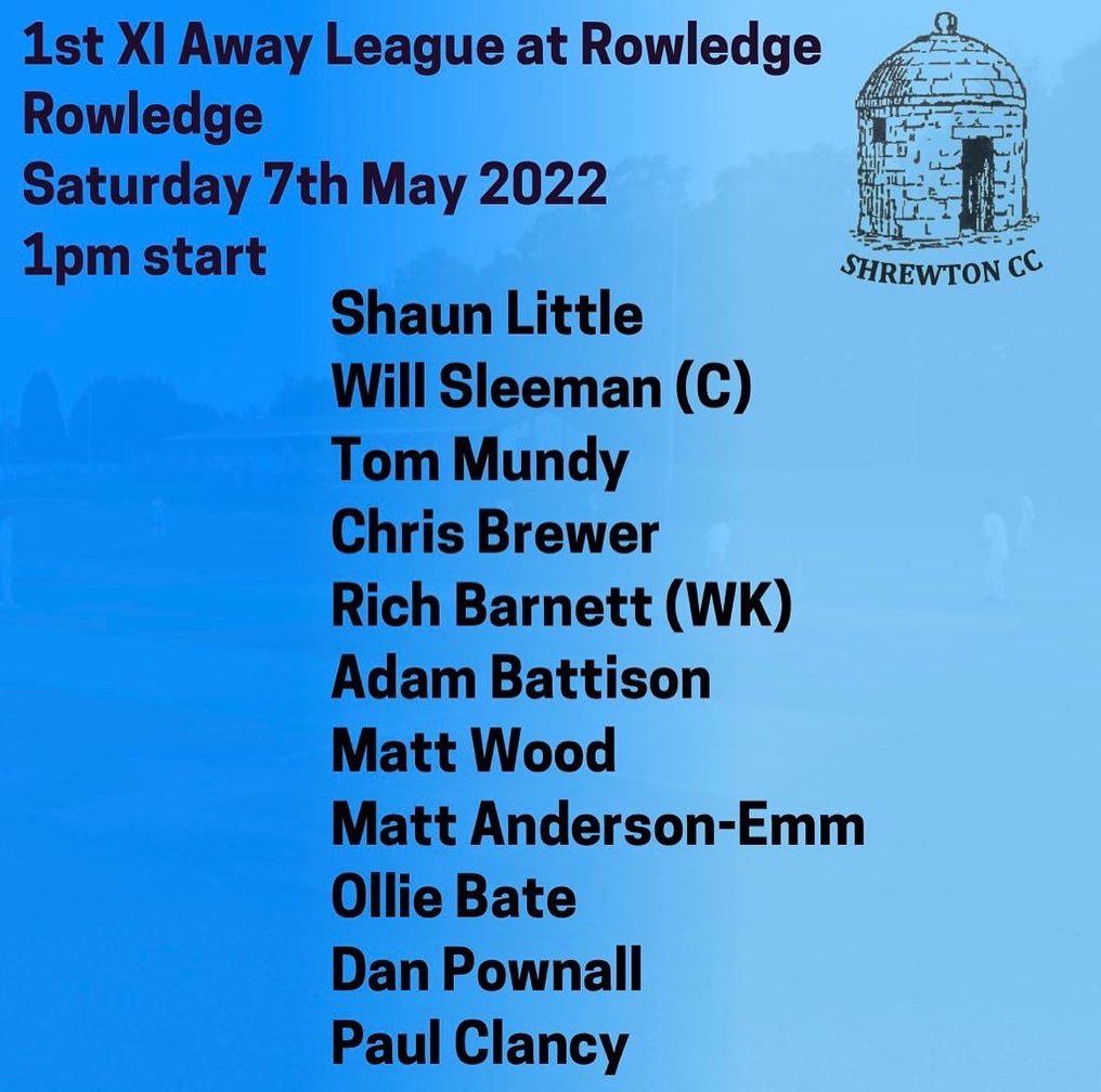 ShrewtonCC's tweet photo. 1st League games of the 2022 season will be played tomorrow.
The 1st XI are away to @RowledgeCC and the 2nd XI will play at home at The Rec against @pylewellcricket .
Good Luck to all the lads π #weareshrewton https://t.co/6xWwriMeJ8