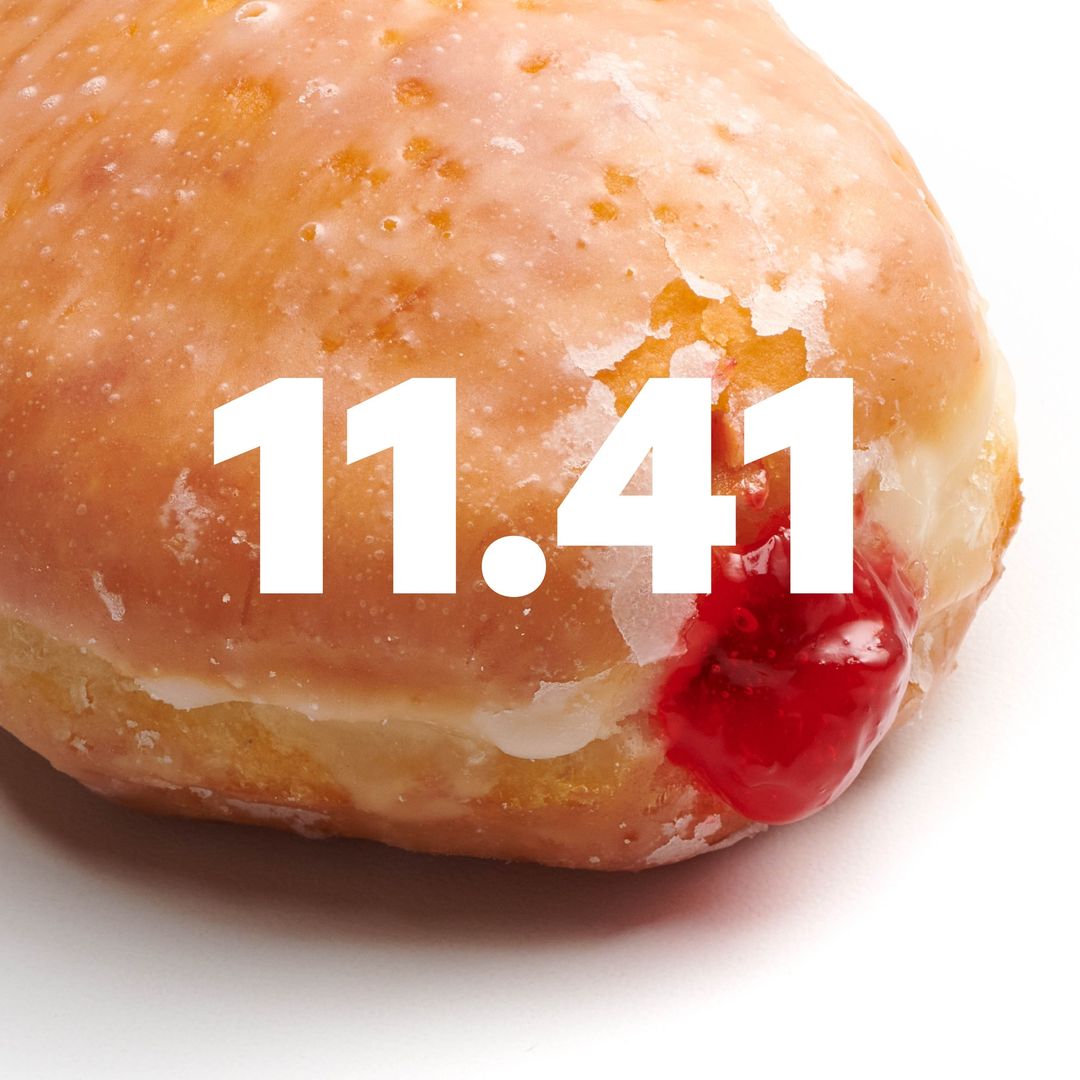 11.41 seconds. That is the “Hands-Free World Record” for eating a filled do-nut. We know you can beat this record. Prove us right.