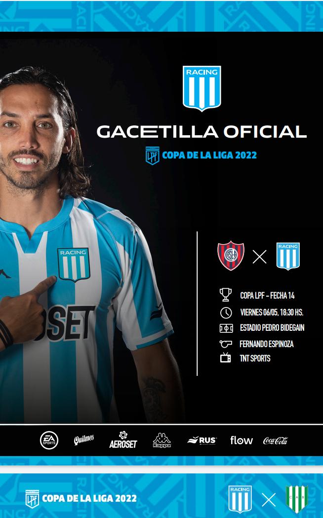 TotalmenteRC's tweet photo. #CopaLPF2022
#Fecha14
#HoyJuegaRacing

📅Vie 6/5
🏆Torneo 2022
🆚@SanLorenzo
🏟P.Bidegain
🗣F.Espinoza
⏰18:30
📺@TNTSportsAR
📻 @racing24ok

📸@RacingClub https://t.co/hIArDSEBXL