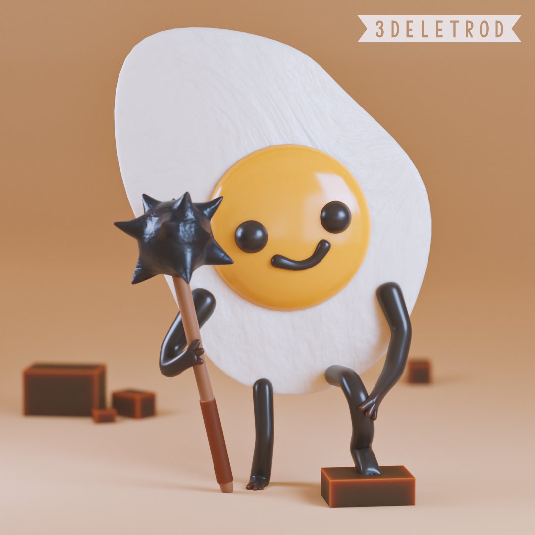 - Mr. Eggo -

Eggceptional warrior and very skilled with his mace.
Inspired by @sirmitchell artworks.
#blender3d  #blendercycles #blenderlowpoly #lowpolyart #lowpoly #blender #blenderart #egg  #3dblendered #3dcharacter #3dart #artist3d #artists  #3dmodel #character3d #characters