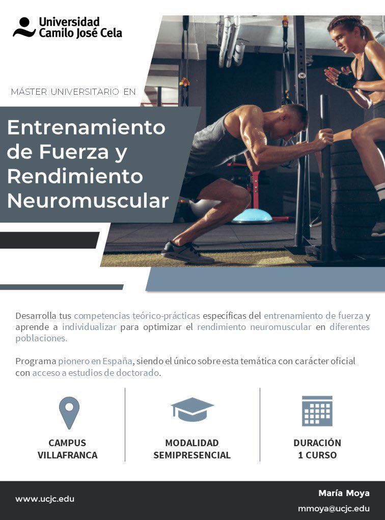 📚🏋🏻‍♂️ Máster universitario en entrenamiento de fuerza y rendimiento neuromuscular

🤩💻 Único Máster oficial en entrenamiento de fuerza con acceso a doctorado

💪🏻✅ Evidencia científica con aplicación práctica

Apúntate 👉🏻 ucjc.edu/estudio/master…