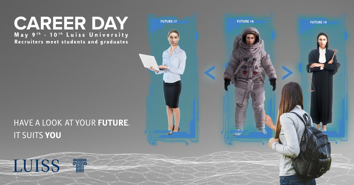 MediocreditoC's tweet photo. 🗓 SAVE THE DATE CAREER DAY LUISS 9 MAGGIO 👩🏻‍🎓 🧑🏼‍🎓 Una giornata dedicata all'incontro tra studenti e azienda
📍Il 9 maggio saremo al Campus LUISS di Viale Romania dalle 9:30 alle 17
🚀Cerchiamo nuovi talenti da far crescere nella nostra banca!
Persone, non numeri.
#LuissCareerDay https://t.co/5MDH9JSVDB