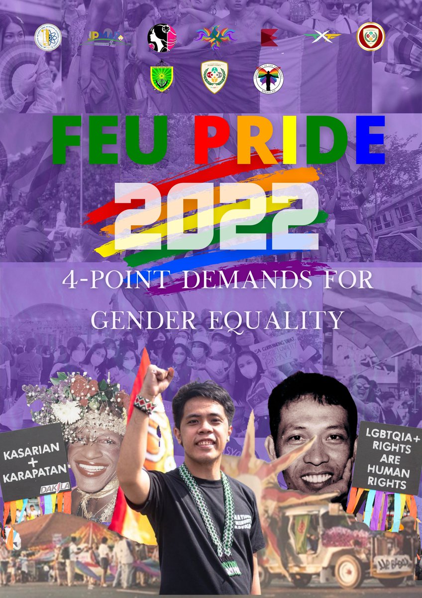 TheFEUSAGA's tweet photo. As the elections nears, we seek to let the next leaders know that our fight is fueled by the love that has been neglected of us.
Read the FEU Pride 4-Point Demands for Gender Equality here! https://t.co/iMpFWLJ4NL
#FEUPride
#SOGIEEqualityNow
#SulongWagPatinag https://t.co/9wrmK0C7tz