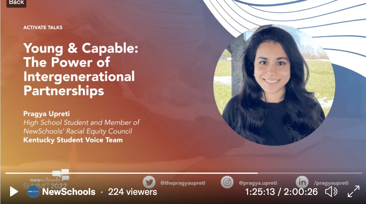 KYStuVoiceTeam's tweet photo. "We have the power to know & feel that a more just, equitable & kind world exists. It starts by seeing our schools as both engines & incubators of our democracy." ~KSVT & @lhshighschool's @thepragyaupreti addressing @nsvf #NSVFSummit at the 1:24 mark: https://t.co/2yhCuT5Cmo https://t.co/db1llXRj30