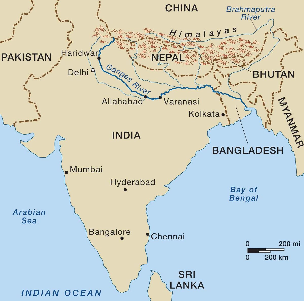 The Ganga's course mirrors the flow of life towards death. Starts from the N and flows down S till it reaches Varanasi where it seems to reverse its natural course to flow NE - In Ancient belief this signifies the transition to rebirth. Hence the preference to die in Varanasi.