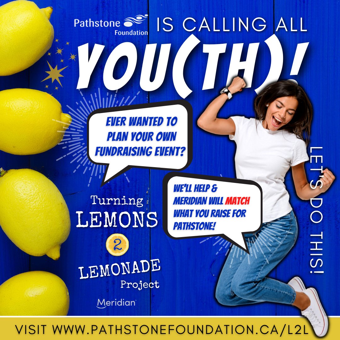 Meridian is proud to support @PathstoneMH on Lemons2Lemonade.
L2L is a project that provides tools and support to enable youth to create their own fundraisers that will support kids across Niagara.
For more information, check out the link: pathstonefoundation.ca/L2L/