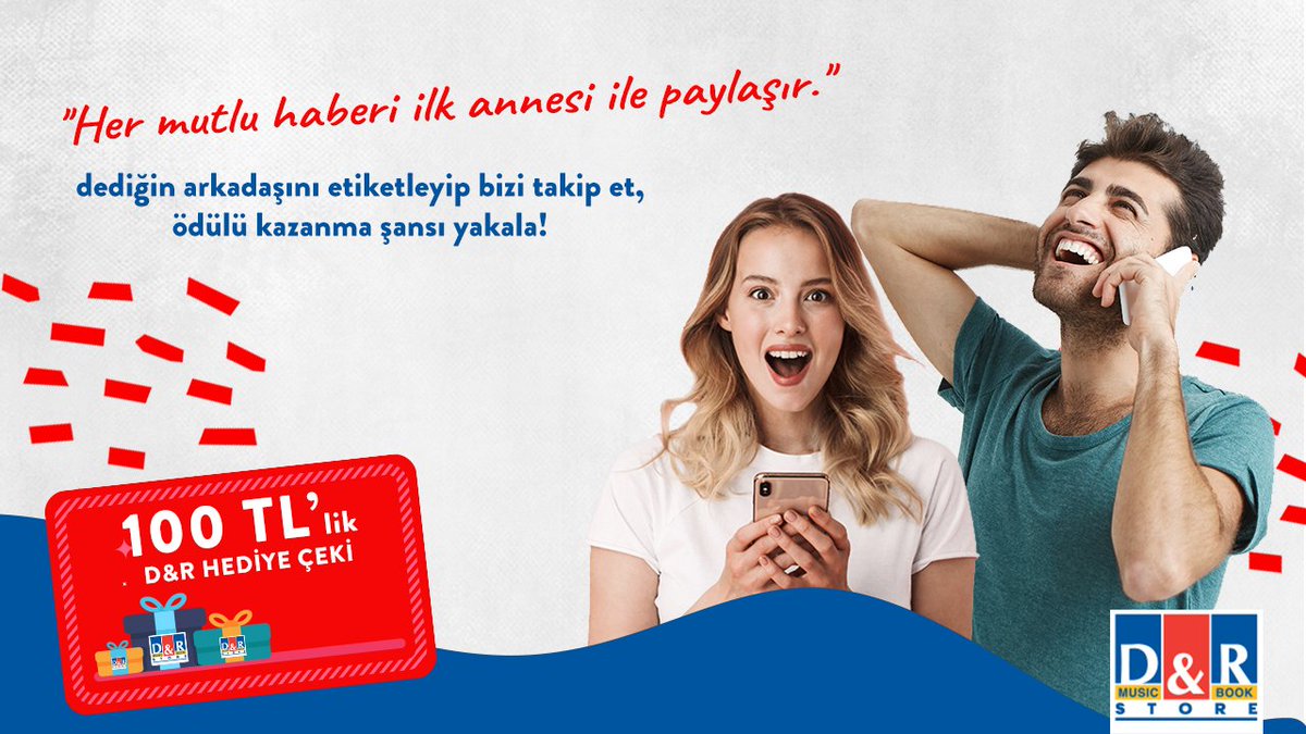 Sadece takipçilerimize özel, Cuma şansı D&amp;R yarışması bu hafta, güzel bir haber alır almaz annesini arayanlar için geliyor. Bizi takip edip arkadaşını bu postun altına etiketle, 100 TL'lik D&amp;R hediye çeki kazanma şansı yakala! 

#Şans #Çekiliş #Yarışma #Kitap