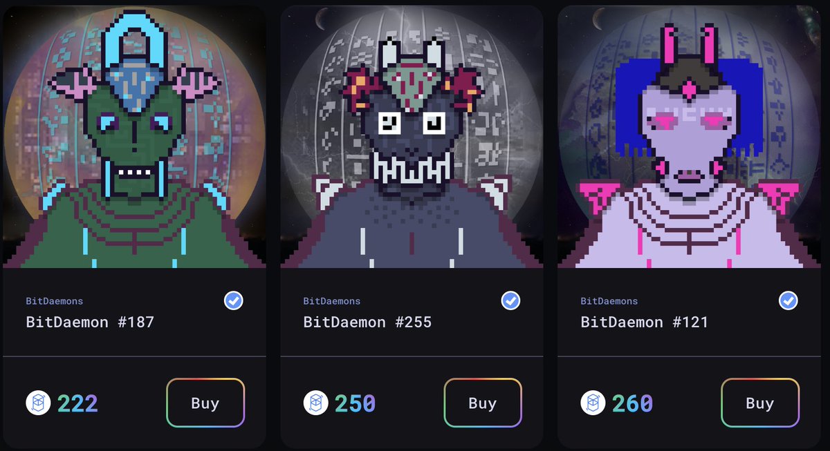 BitDaemons's tweet photo. GM all! Rare dip in the #BitDaemon floor - anyone been waiting for a good entry to the DaemonDAO?
Grunt at 222, Fallen at 250, Prophet at 260 ๐น
https://t.co/eLrAZDrlqX
Learn more about the collection at https://t.co/LEiESJaD13, and the DaemonDAO at https://t.co/RPMn8yl3az ๐ฅ https://t.co/dnTlR2IXzZ