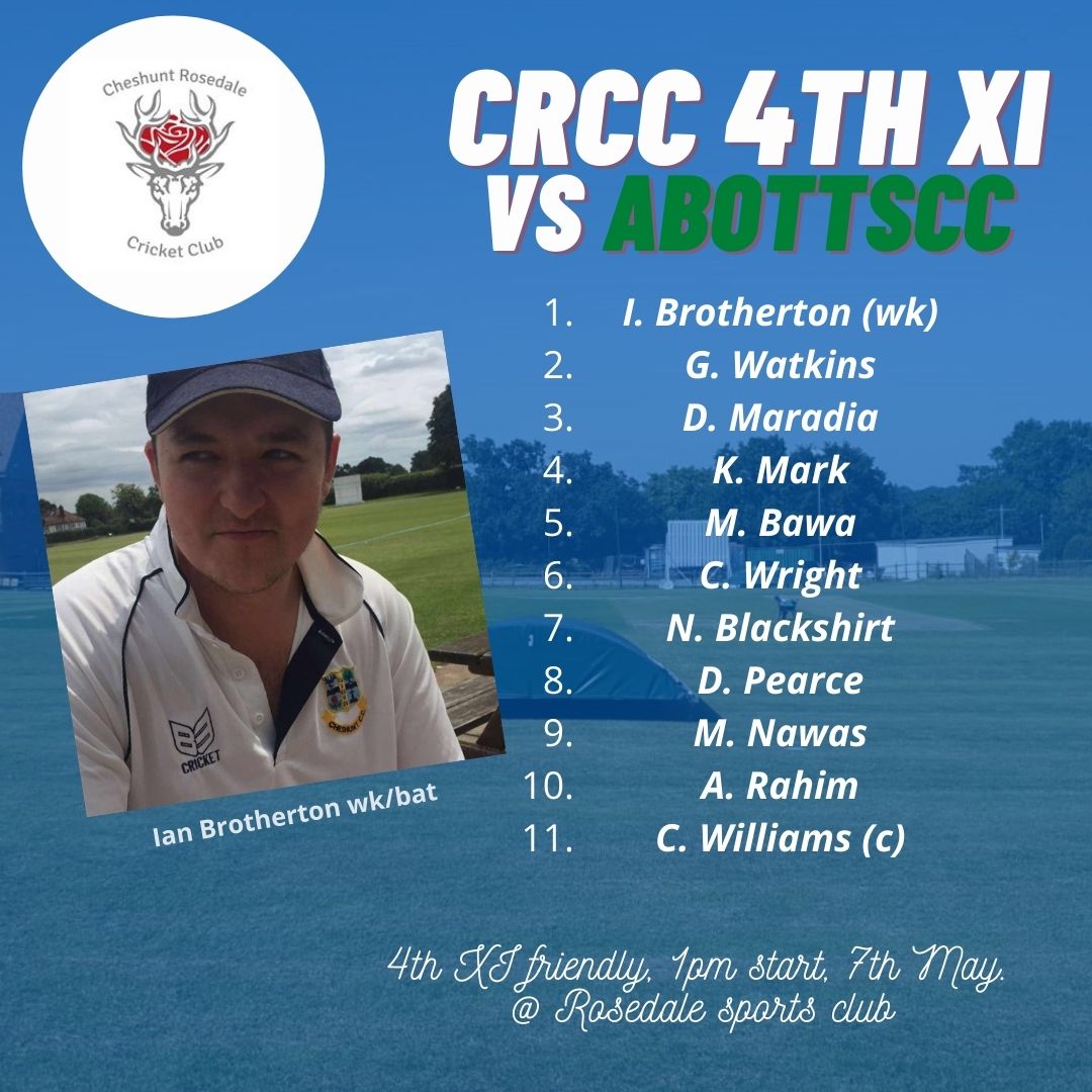 Teams Up! First round of league games this Saturday! Our firsts are away at Hatfield Crusaders CC 1s, ours 2s are at home against Hatfield Crusaders 2s, our 3s are at home against Bushey 3s and our 4s are at home against Abbotts Langley 4s #cheshunt #cheshuntrosedale #cricket 🏏