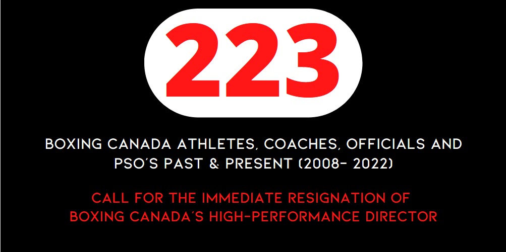 From the original 121, now 223 supporters call for <a href="/boxing_canada/">Boxing Canada</a> reforms. <a href="/TimeforchangeB1/">Timeforchange Boxing</a> 
<a href="/PascaleStOnge/">Pascale St-Onge</a> <a href="/SportCanada_EN/">Sport Canada</a>   

Full statement: globalathlete.org/our-word/boxin…