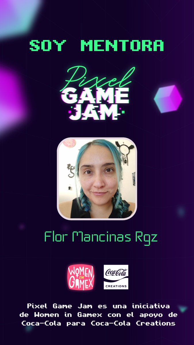 DunkelBlume's tweet photo. Hey! Seré mentora en la #PixelGameJam
#WomenInGamex #CocaColaCreations https://t.co/JxqXoVljCq