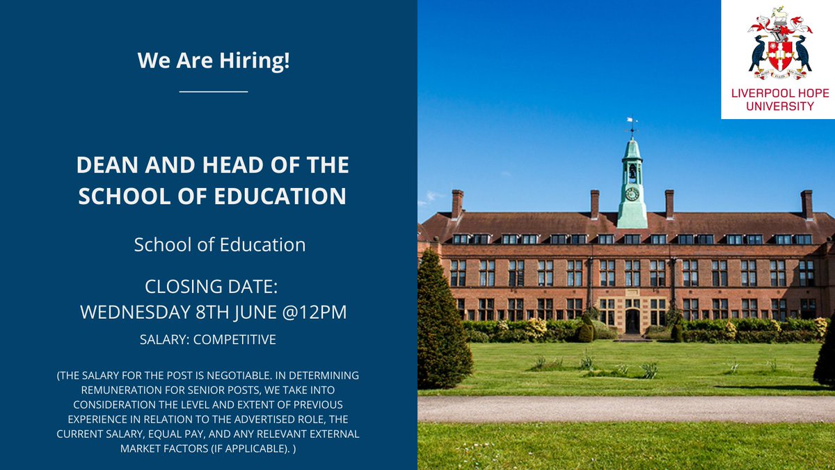 WorkingatHope's tweet photo. We are hiring!

Dean and Head of the School of Education

Visit the website for further information.

https://t.co/OKeFrpKscz https://t.co/qUY5WwAoy1