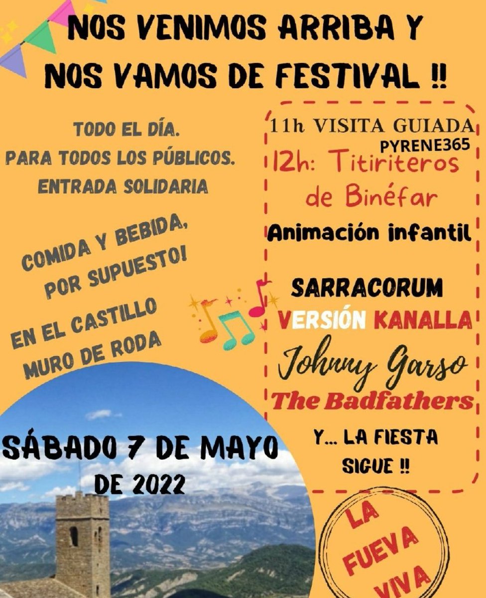 #Sobrarbe en defensa del territorio y de la vida rural
No+"embalses" de placas ni de agua

#MurodeRoda festival '#LaFueva viva' 7may 11h

#Boltaña presentación del libro
 '#Jánovas' 7 may 19h Casa de Cultura

-#Fiscal mesa redonda:defender paisaje y vida rural 8may 12:30 Ferrería