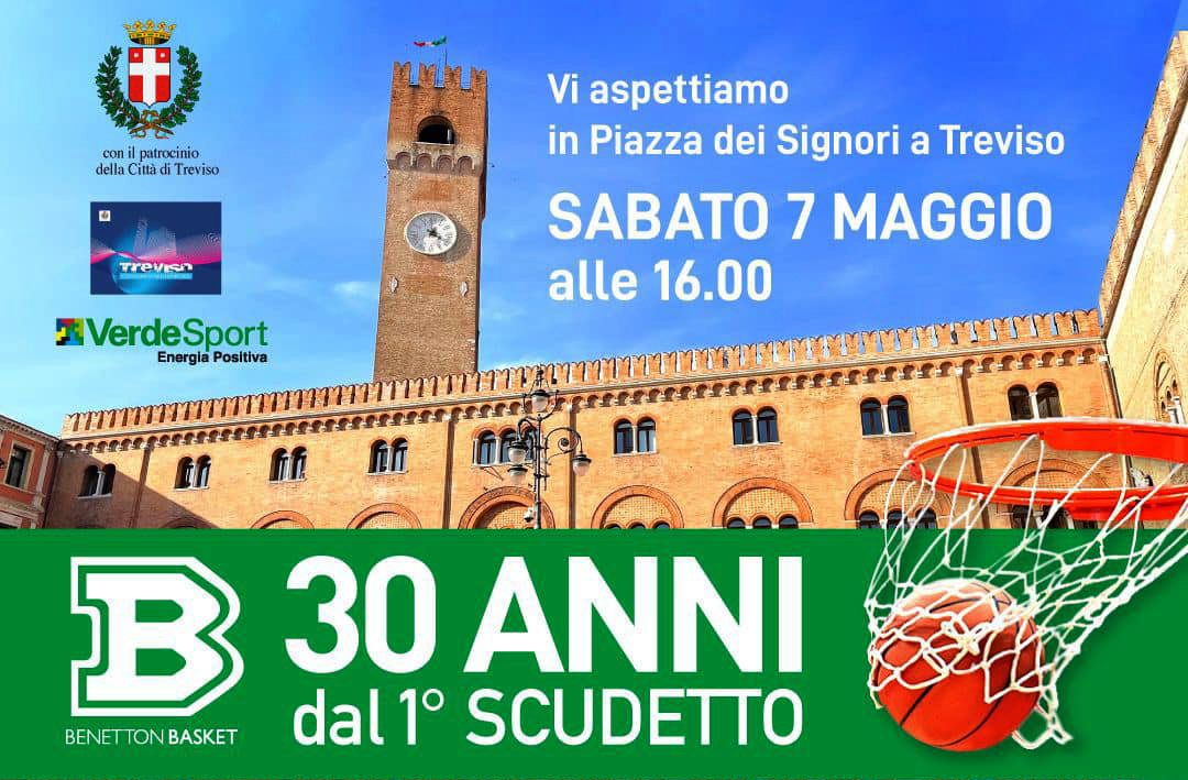 Trevisoinfo's tweet photo. La Benetton Basket festeggia i 30 anni dal primo scudetto domani sab 7/5 ore 16:00 in Piazza dei Signori a Treviso. Torneo di basket giovanile per i 30 anni della Pallacanestro Treviso.
#treviso #veneto #sporttrevigiano #benettonbasket #laghirada #conegliano #silea #montebelluna https://t.co/MxBWyX0pwg