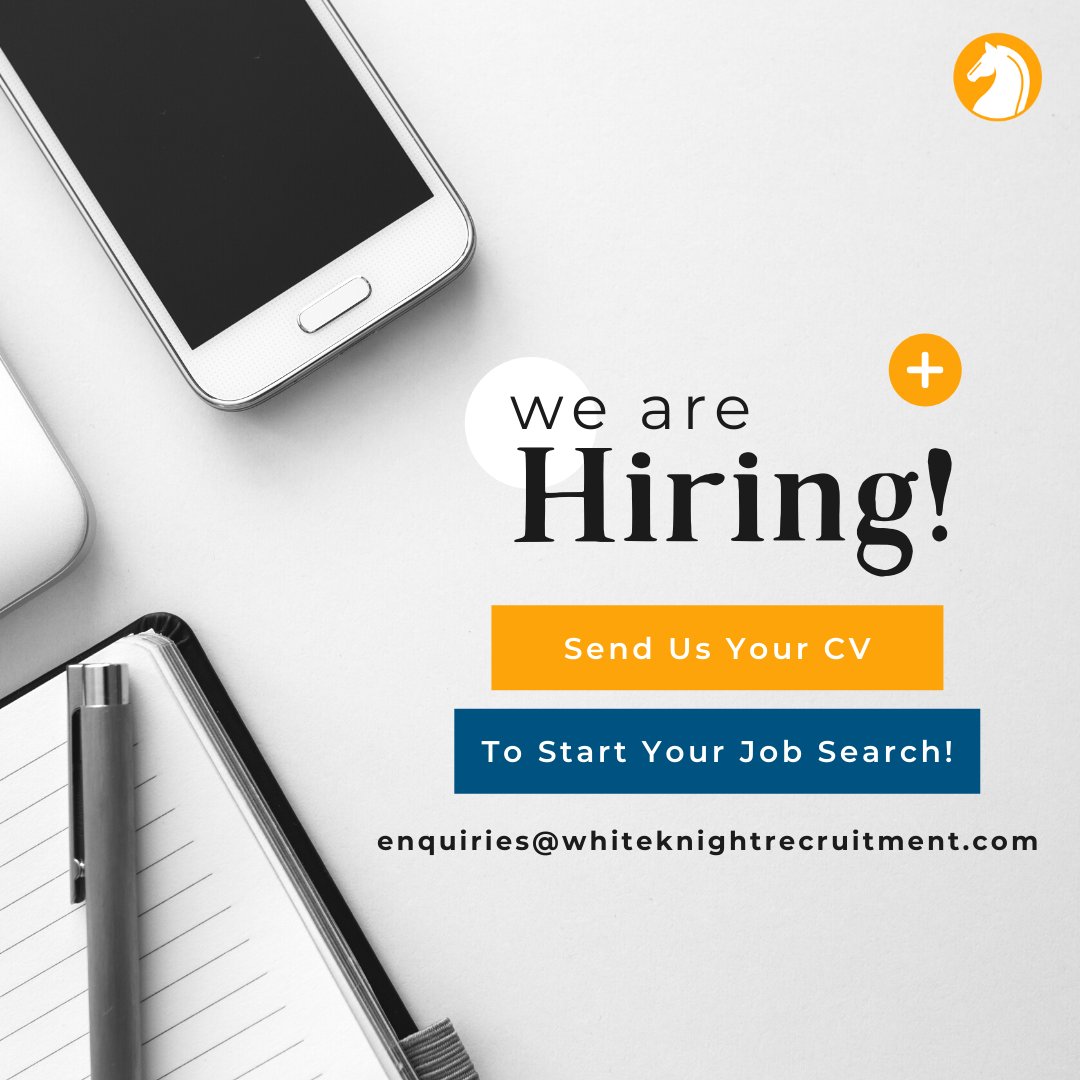 Are you thinking about moving #job or actively looking for a new role? 

Send us your #CV today to begin your job search and find your ideal role!

✉ enquiries@whiteknightrecruitment.com  

View our latest #vacancies here: whiteknightrecruitment.com/jobs/ 

#hiring #career