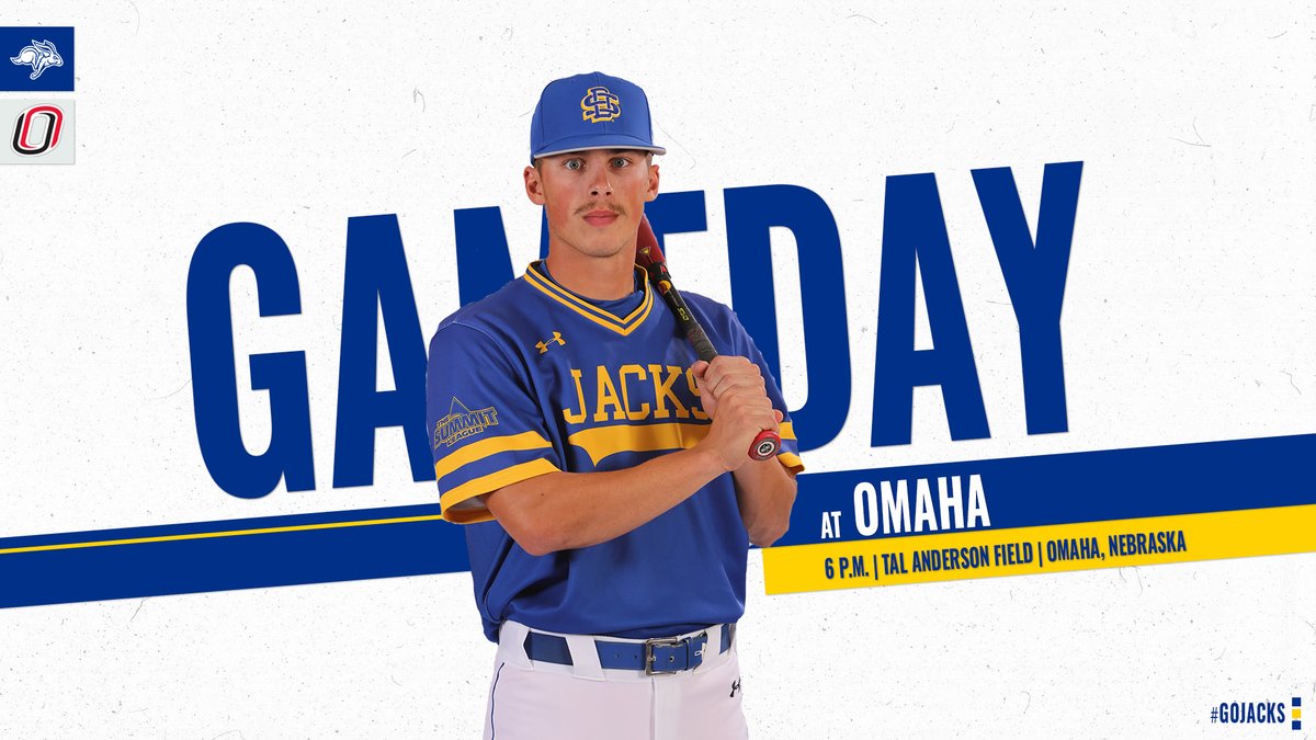 GoJacksBaseball's tweet photo. It's Gameday!

The Jackrabbits begin their final road series of the regular season tonight
#GoJacks 

⏰ » 6 p.m.
🏟️ » Tal Anderson Field | Omaha, Neb.
📺 » https://t.co/ANG8wqN7TY
📊 » https://t.co/WLUyLbT2Mw https://t.co/RxTN6SagKS