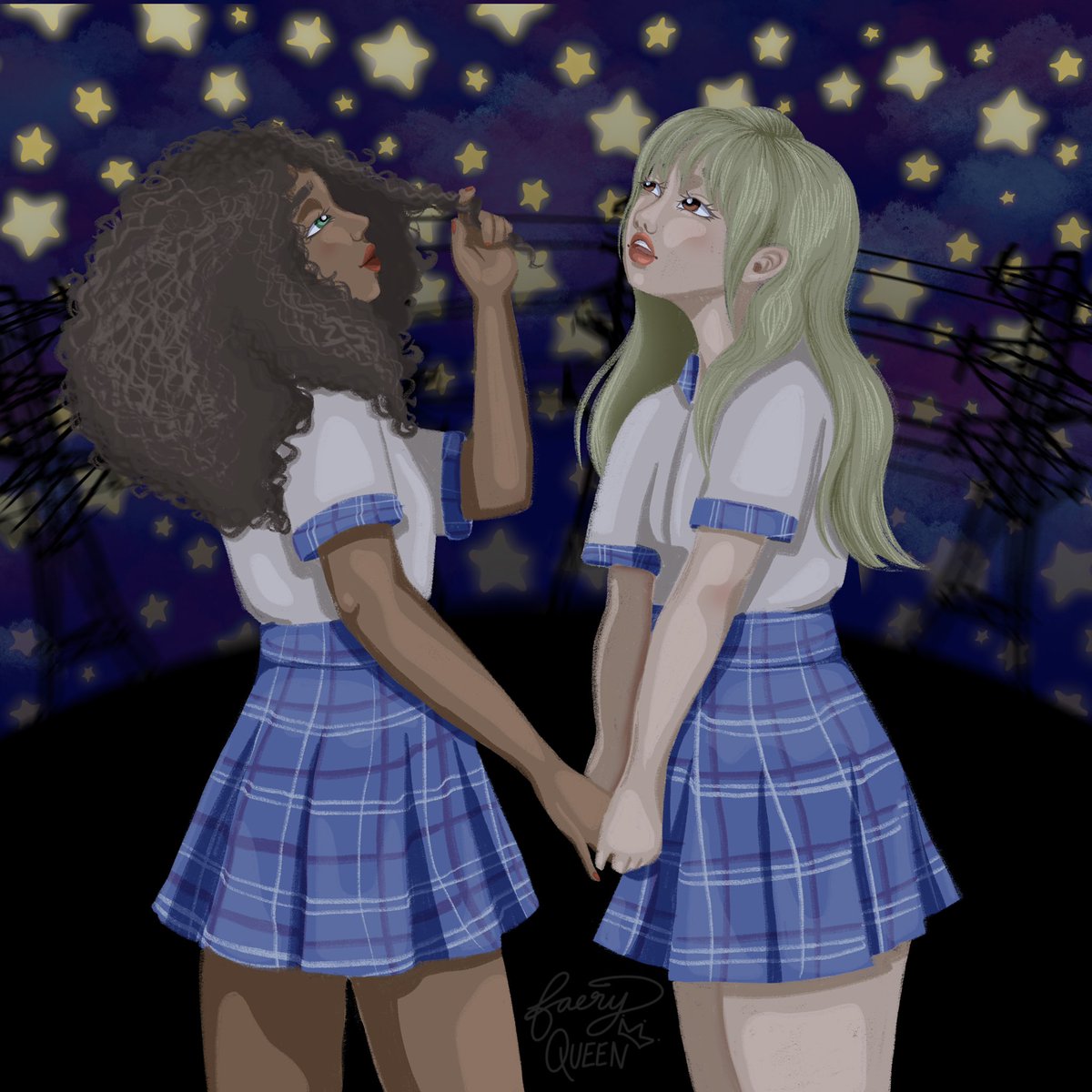 faeryqueenart's tweet photo. Also drew some girlies and I can’t decide if they’re besties or if they’re on a date, maybe both https://t.co/EqytNeBGKW