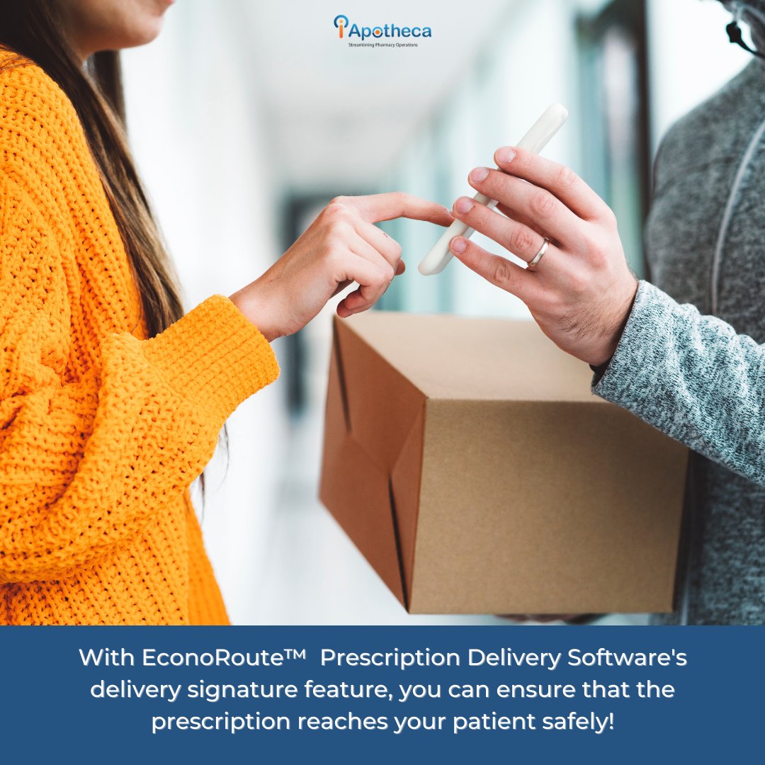 iApotheca's tweet photo. Keeping compliant with regulations is important with prescription delivery. With EconoRoute™  Prescription Delivery Software's delivery signature feature, you can ensure that the prescription reaches your patient safely!

Learn more about EconoRoute™:
https://t.co/ZpQwVHSf6Q https://t.co/ErhoLjuKHH