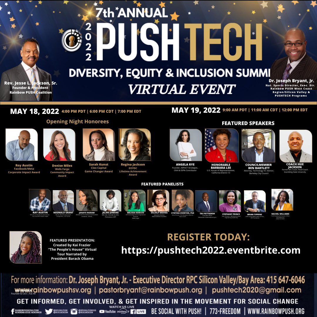 RevJJackson's tweet photo. 1️⃣2️⃣ Days Away! Join us for #PUSHTech2022 May 18-19, 2022 #Diversity, #Equity &amp; #Inclusion Summit! It’s VIRTUAL. And it is going to be🔥🔥🔥🔥! REGISTER TODAY! https://t.co/arqvu5NbJ6 #PUSHTech2022 https://t.co/sK7unjYk5c