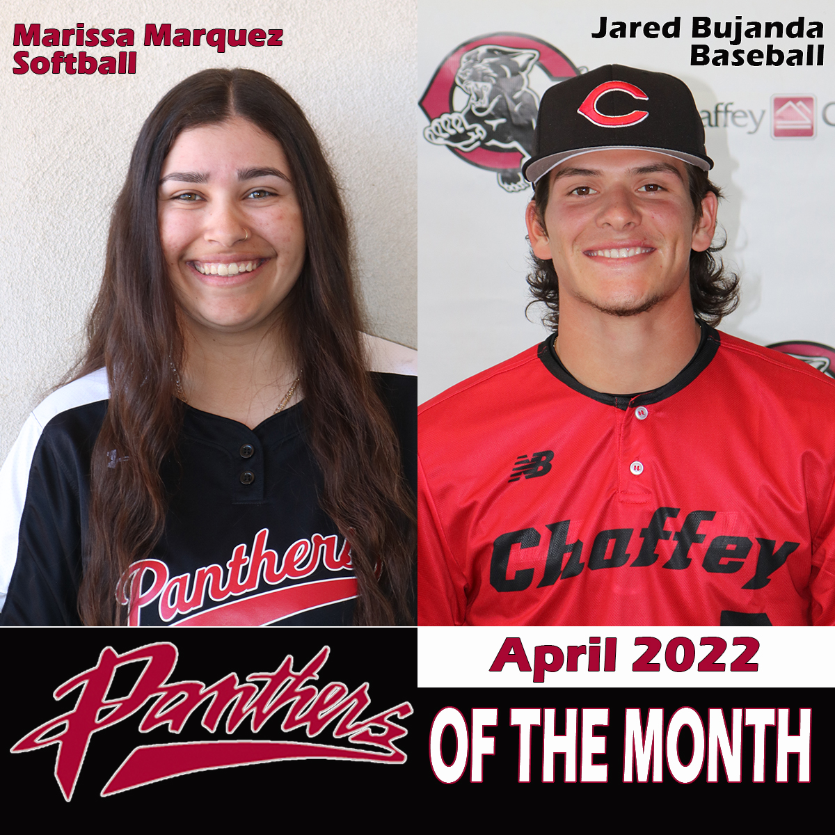 chaffeypanthers's tweet photo. Congratulations to April's Panthers of the Month! Read more about Marissa &amp; Jared at https://t.co/2wla3ZfYRE. @ChaffeySoftball  @panther_bsb  We are #PantherProud! https://t.co/XYnSjpZOJX