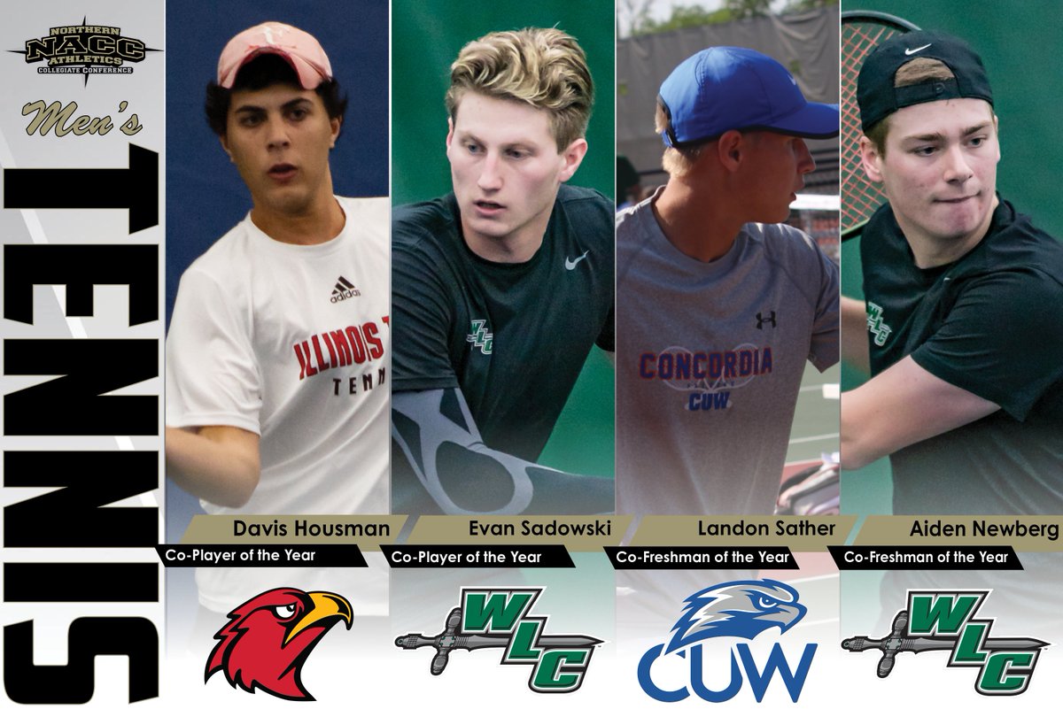 NACC_sports's tweet photo. #NACCmten 🎾 | All-NACC Men's Tennis Team, Major Awards Announced

🏆 Co-POY: D. Housman, IIT
🏆 Co-POY: E. Sadowski, WLC
🏆 Co-FOY: L. Sather, CUW 
🏆 Co-FOY: A. Newberg, WLC
🏆 COY: K. Powell, IIT

📰 https://t.co/gQo8cA5U8Y 

#NACCtion #d3mten https://t.co/8eEcfOP9Qm