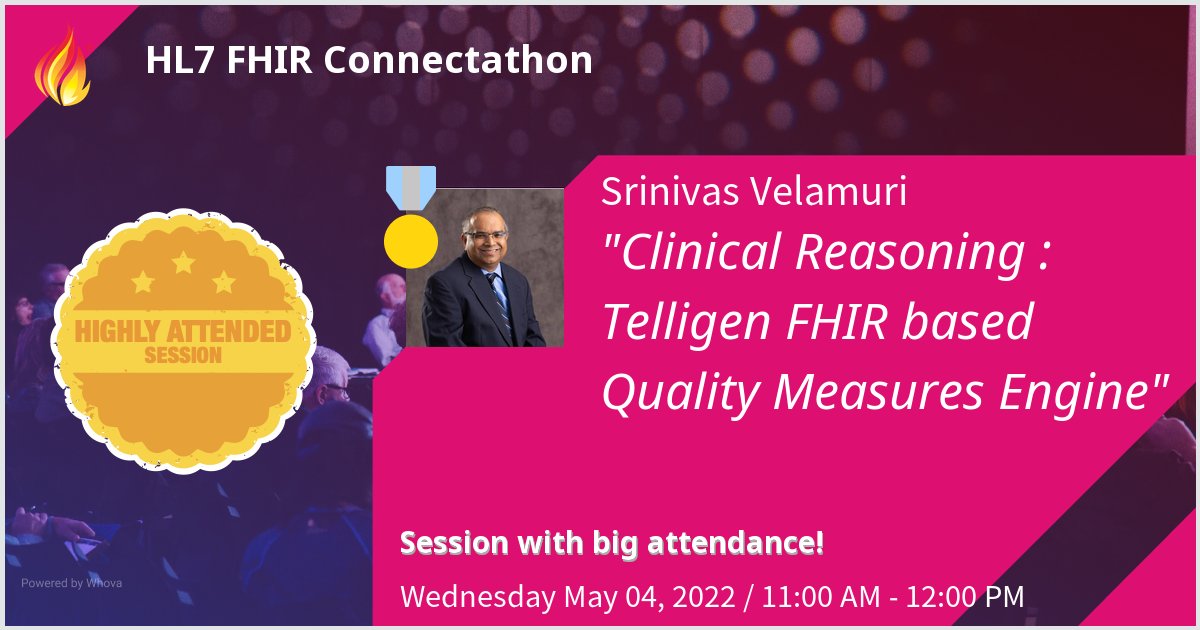 srinivela's tweet photo. Gave a talk at HL7 FHIR Connectathon on Clinical Reasoning : Telligen FHIR based Quality Measures Engine. Thanks for the great turnout! #hl7 #fhir #hl7fhir @hl7 - via #Whova event app https://t.co/ecdsM1eEM3