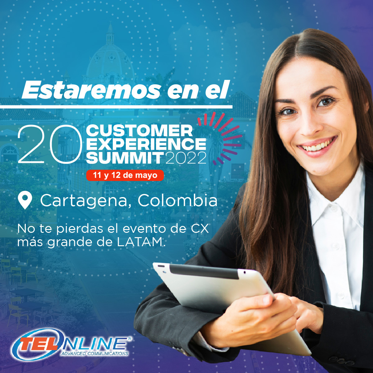 telonline's tweet photo. Acompáñanos este próximo 11 y 12 de #Mayo en el evento más grande de Customer Experience de Latam #CXSummit2022 🤩 ¡No te pierdas todo lo que tenemos preparado para ti!
#cxsummit2022 #eventos #tecnolgia #CX #contactcenter #businesscommunication #telephony #TelOnline https://t.co/ueRoBlkrvP