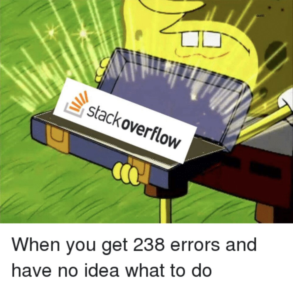 StackOverflow's tweet image. How many of those errors were duplicates? #stackoverflowmemes #mememay