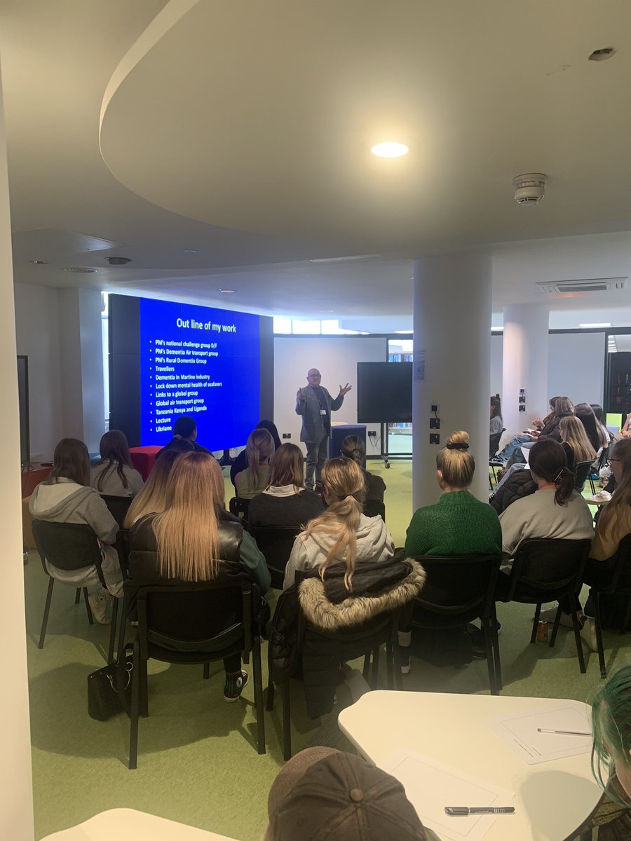 hayley_chami's tweet photo. honoured to have Ian Sherriff BEM @cityplym today, presenting on the work of the PM Dementia Air Transport Group for our #Tourism students, helping them to identify ways to support #inclusive travel in the aviation industry #tourism #aviation #dementia https://t.co/p5OXIYi7wU