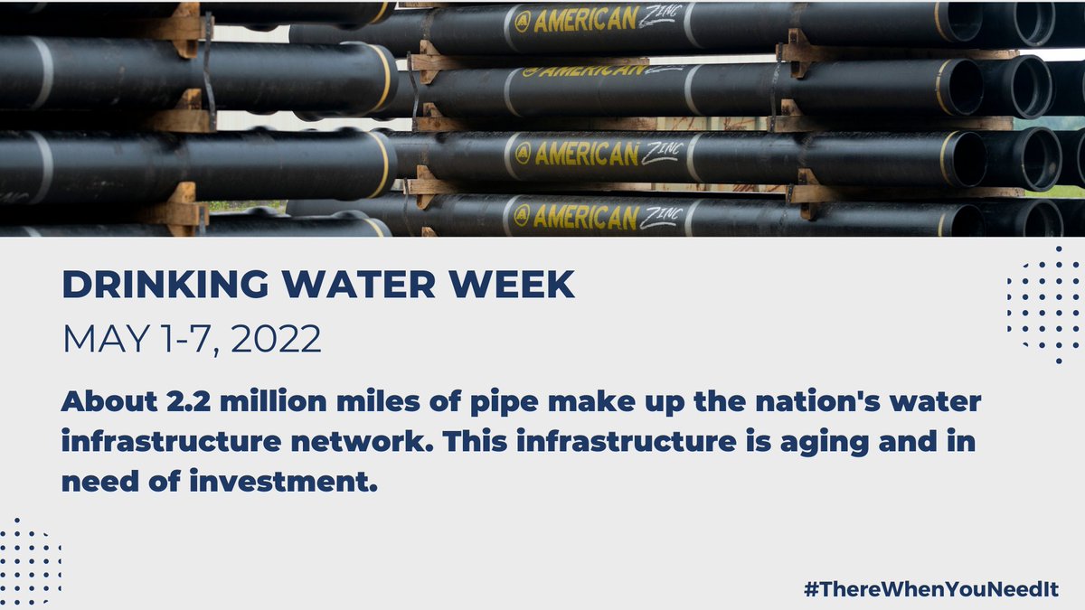 NewsatAMERICAN's tweet photo. We just turn on the tap, and there it is. But, it’s not that simple. Water is delivered to us in a network of pipelines that was installed decades ago, and these pipelines are nearing the end of their service life. #DrinkingWaterWeek #ThereWhenYouNeedIt @awwa https://t.co/xhBMBAW5pn