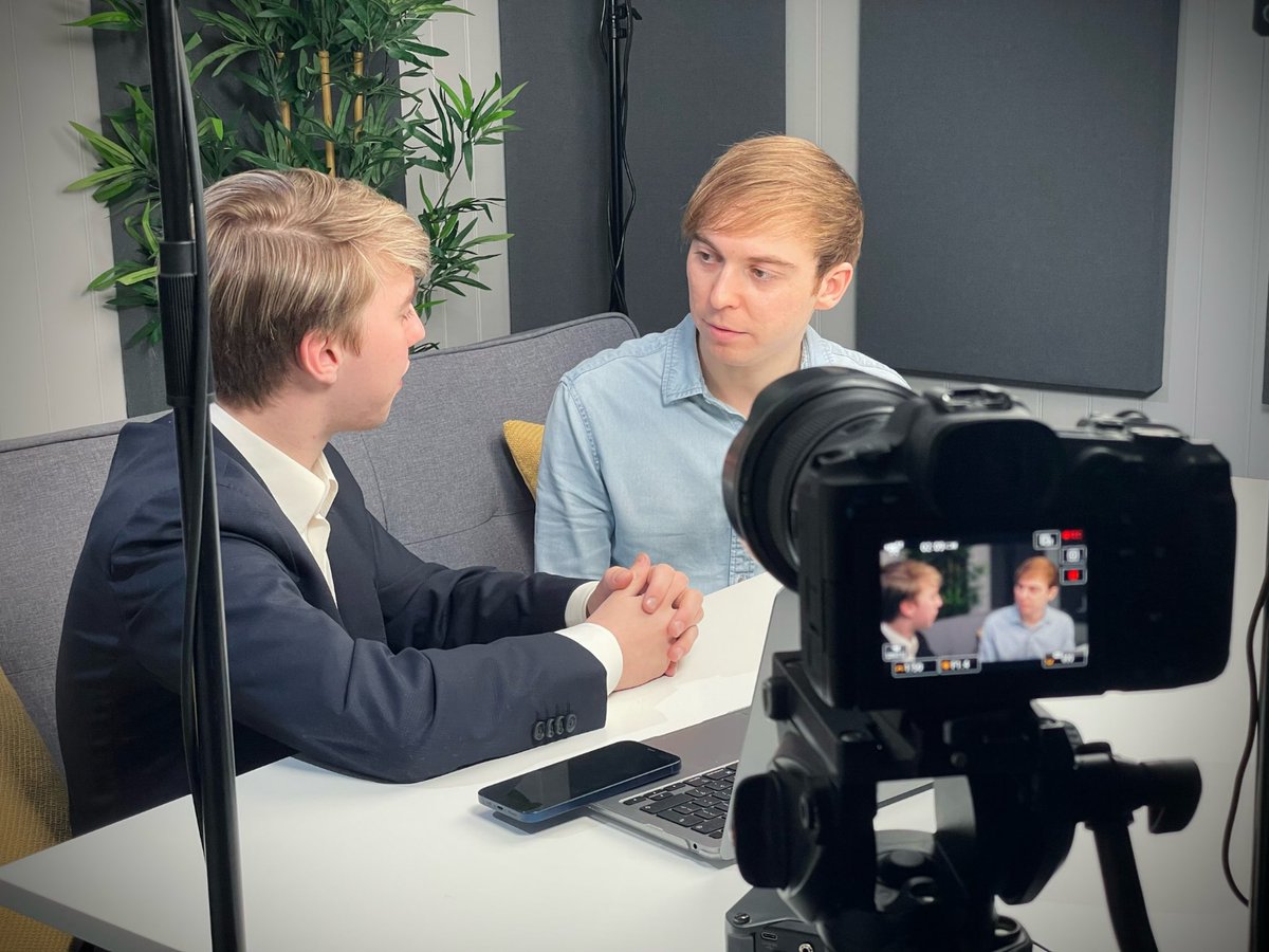 JoeleeCoupe's tweet photo. Putting the @Musicarta Media video studio to good use with @OliverBowring being interviewed by @LiamD_H 😊 https://t.co/gM7VAMh4oX