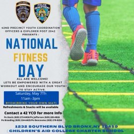 NYPD42Pct's tweet photo. NEW LOCATION ‼️
Due to the weather 🌧 this event is taking place indoors.
National Fitness Day:
Saturday May 7th.
Join the 42 Precinct Youth Coordination Officers and Explorers #Post2042 at The Children’s Aid College Charter School 1232 Southern Blvd
@NYPDExplorers @NYPDBBronx https://t.co/iLhU9BRcsc