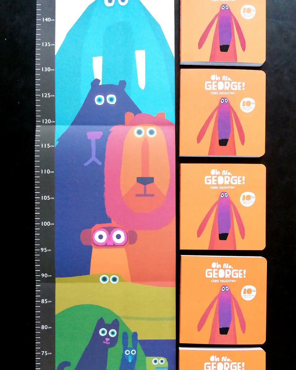 talesfortadpole's tweet photo. How many Georges high are you? 😅 To celebrate the 10th anniversary of the brilliant Oh No, George! by #ChrisHaughton, we're giving away these fantastic FREE growth charts with every copy 🥳 Happy Birthday George!!🎂🎉🎁#WalkerBooks https://t.co/3MhLoR8TzM https://t.co/8bFft72gla