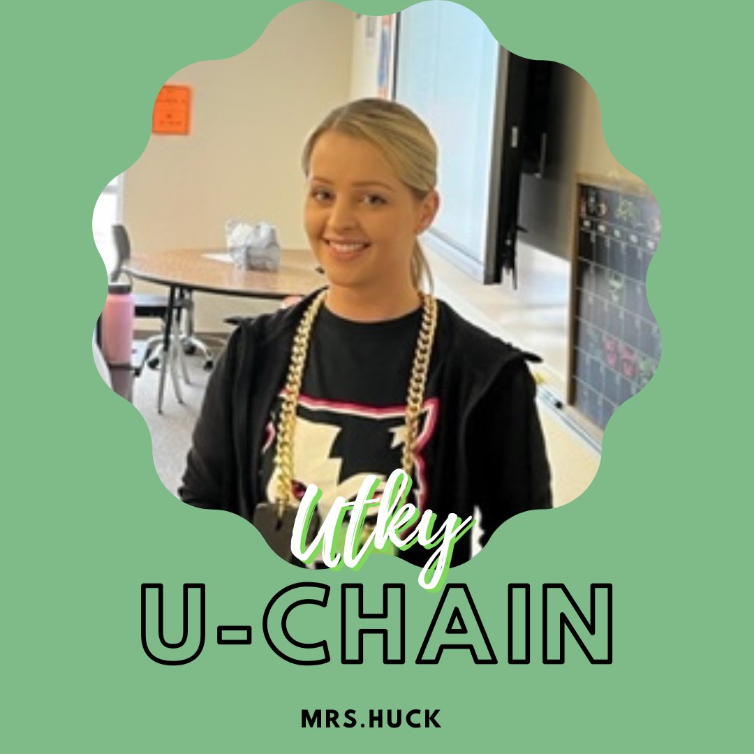 utleywolves's tweet photo. This week’s Utley U-Chain recipient is Mrs Huck! She was nominated for providing the STAAR review for her team. #utleywolves #utleylearns https://t.co/t0E8zU1B3c