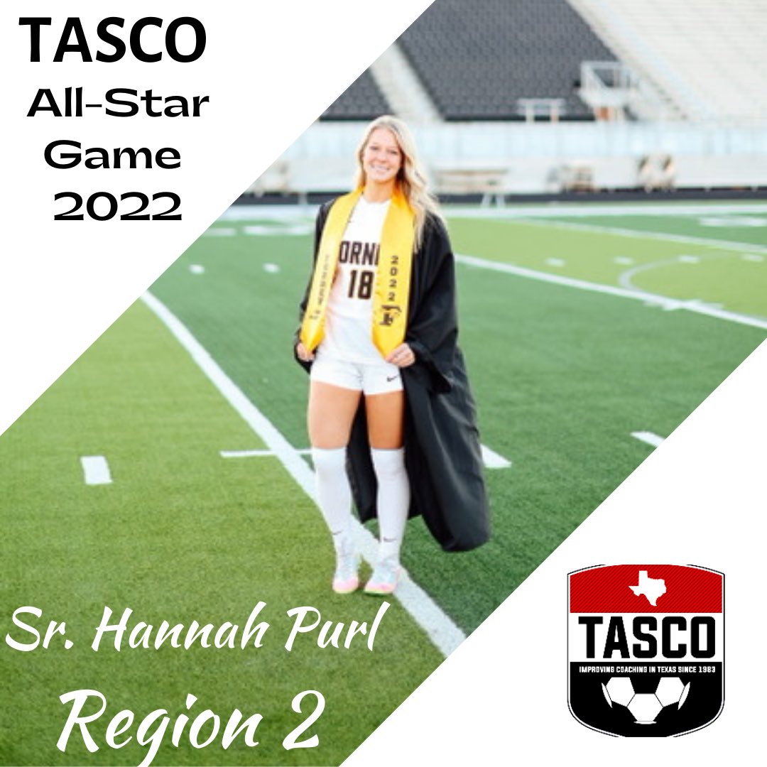 ⭐️ We are proud to announce that Hannah Purl was chosen to represent Region 2 in the 2022 TASCO Senior All-Star Game- May 14, 2022. Can't wait to see you back in the field Hannah!⭐️