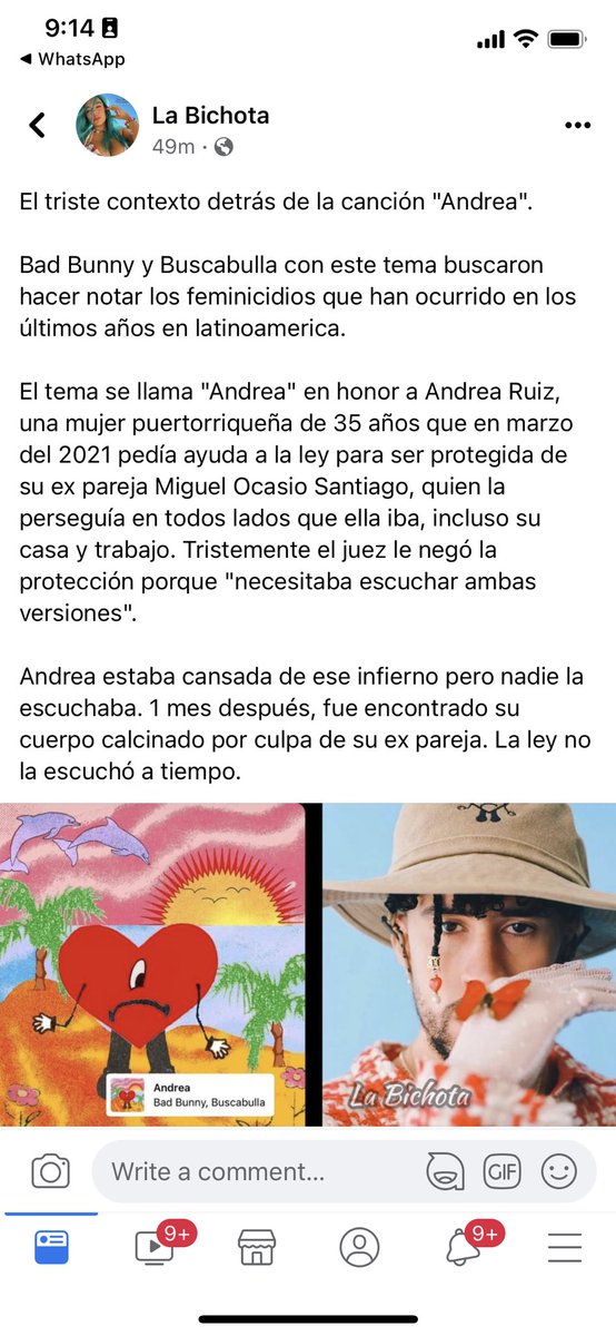ahmedcb711's tweet photo. Me mandaron esto sobre la canción Andrea, del nuevo disco de Bad Bunny. https://t.co/RIpYihyWWy