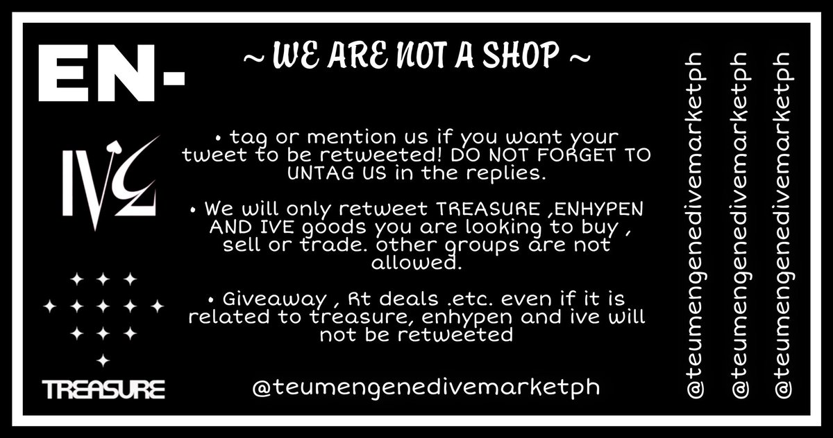 TREASURE ENHYPEN IVE MARKET PH ( rt bot ) tweet media