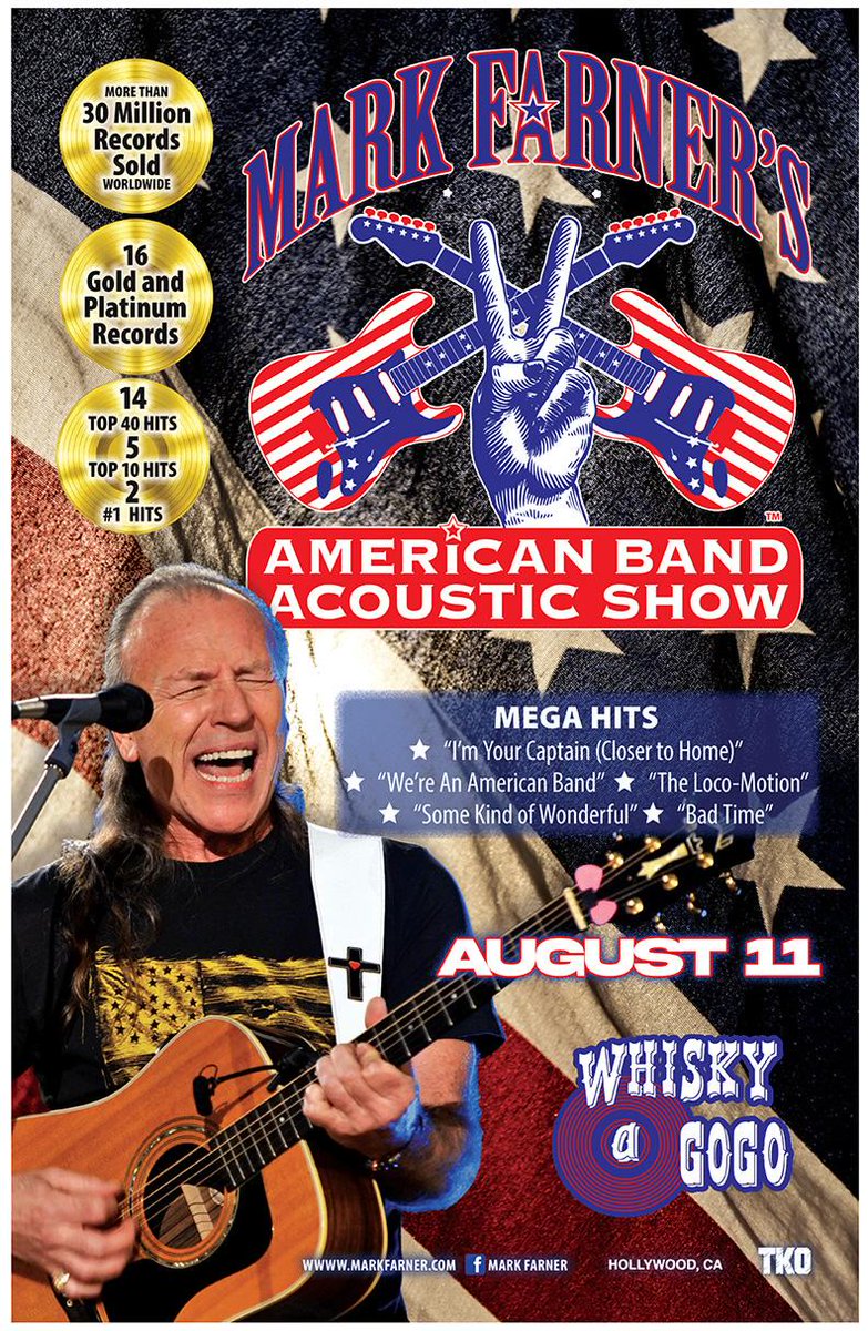 REALMARKFARNER's tweet photo. Just announced! New #MFAB #acoustic concert August 11 at @TheWhiskyAGoGo #LosAngeles!
Tickets: https://t.co/C5aXoRifKl https://t.co/VA472KyqpF
