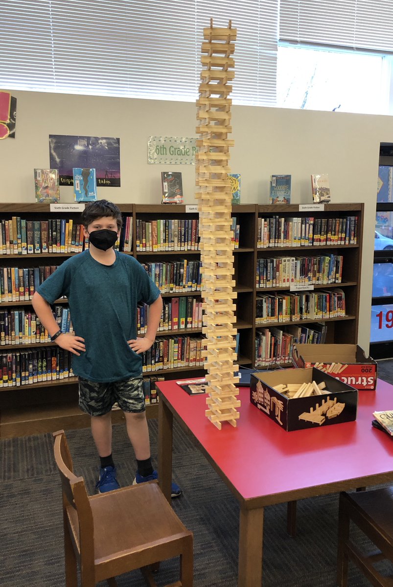 AnneBozievich's tweet photo. Super tall KEVA plank tower! #STEAMintheLibrary https://t.co/5Lexv4Akro