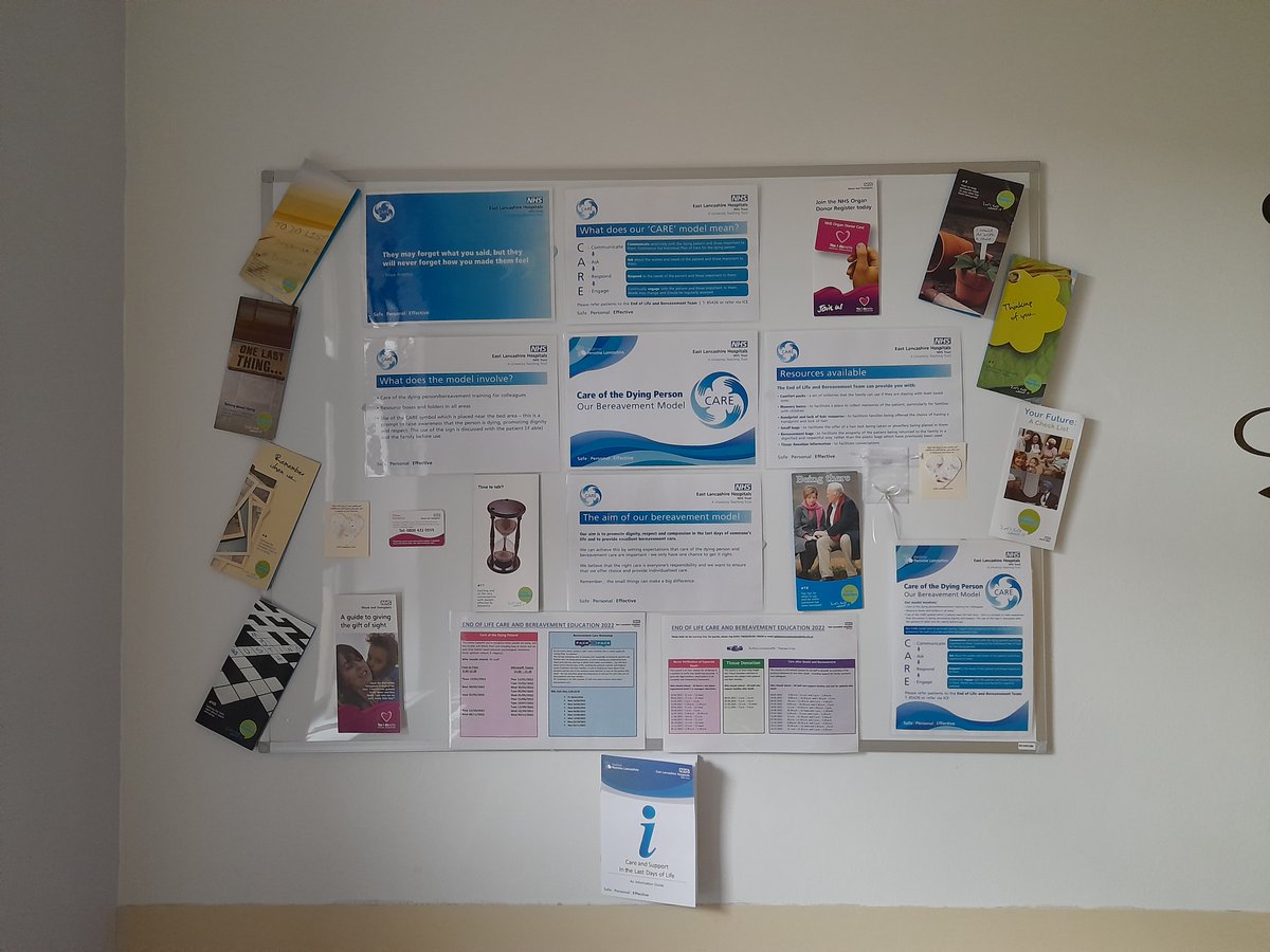 Some more wonderful displays from our @Cicdivision Rossendale East, and from our @ELHT_MEC Ward D3. Excellent displays of our new CARE bereavement model, and staff and family resources. #DyingMattersAwarenessWeek @forrestcdmiim @quinn_ba @Hazeldparker @ELHT_NHS @langton_claire