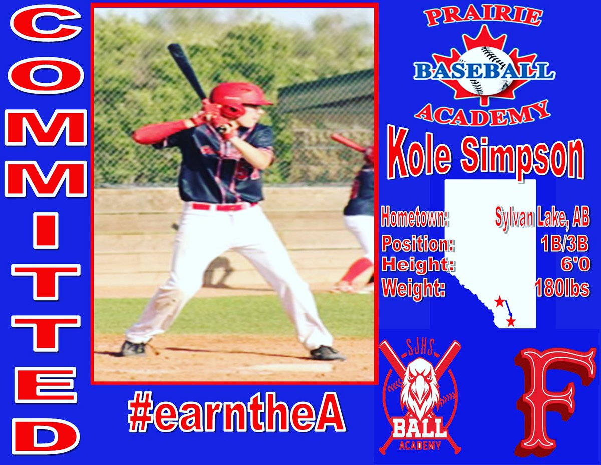 PrairieBaseball's tweet photo. We would like to welcome 1B/3B Kole Simpson from Sylvan Lake, AB. Welcome to our family Kole!! #earntheA @SJHSBallAcademy https://t.co/VO7M8S66Hw