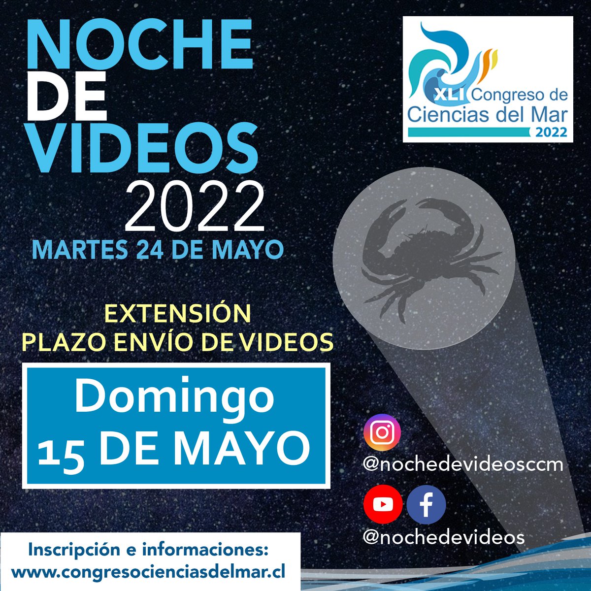 AlgaLab's tweet image. ATENCIÓN!! - Se extiende el plazo para que puedan enviar sus videos🥳
Hasta el 15 de mayo para preparar los archivos y así participar de la Noche de Videos 2022, que se llevará a cabo el Martes 24 de Mayo (sala A6) UCSC, en el marco del @CCM_2022  🙌🎞️🍿🐙🦐🦀🐠🐟🦑🐬🦭🐋🦈🌱🪸🐚