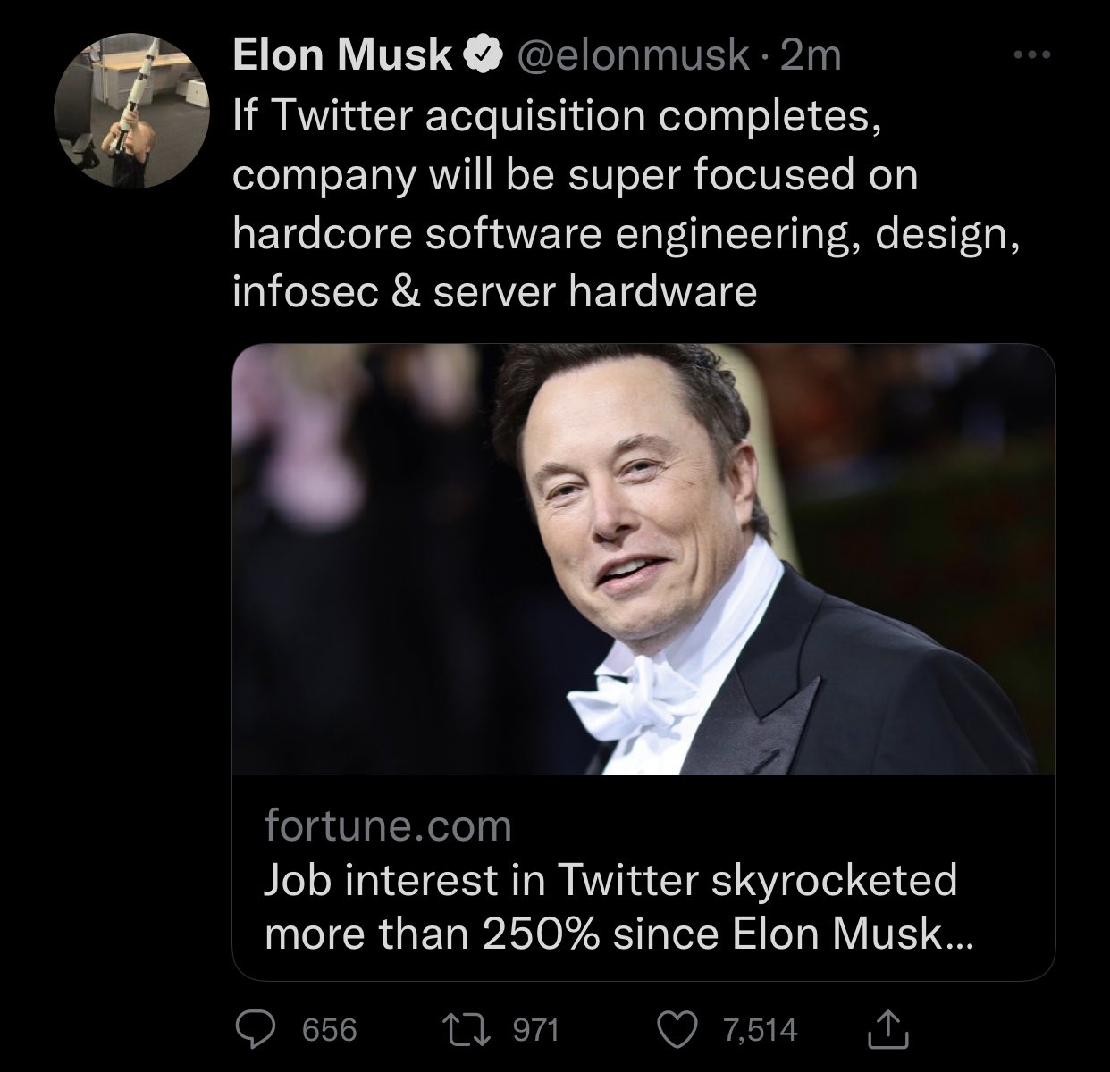 Elon Musk on Twitter: "If Twitter acquisition completes, company will