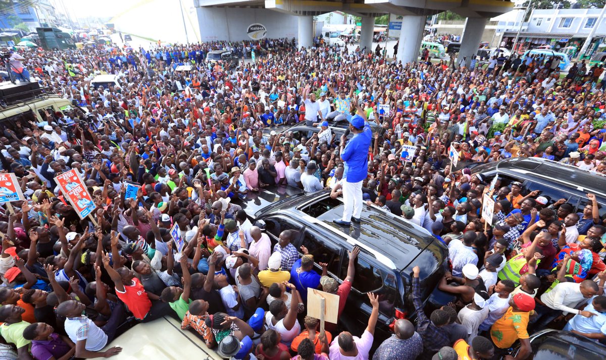 skmusyoka's tweet photo. What an incredibly amazing welcome for the Buffalo gang in Changamwe. Indeed #HakikaTutaweza. The dynamic duo of #SonkoMbogo will bring a revolutionary change to County 001. https://t.co/tnwlctAJTT