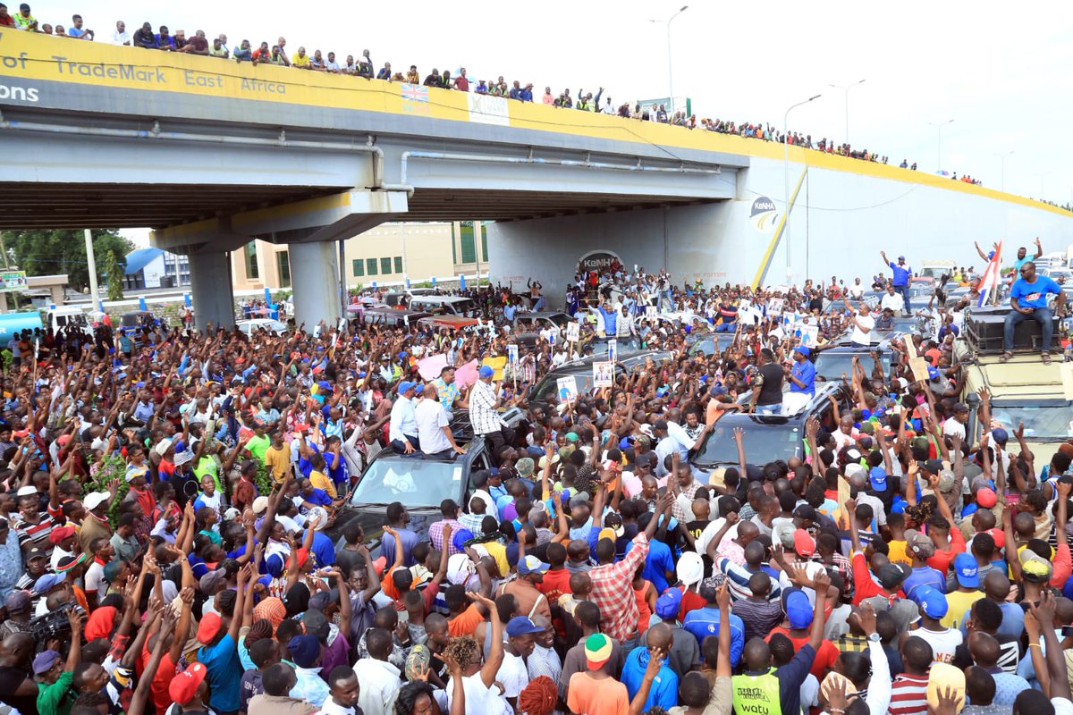 skmusyoka's tweet photo. What an incredibly amazing welcome for the Buffalo gang in Changamwe. Indeed #HakikaTutaweza. The dynamic duo of #SonkoMbogo will bring a revolutionary change to County 001. https://t.co/tnwlctAJTT
