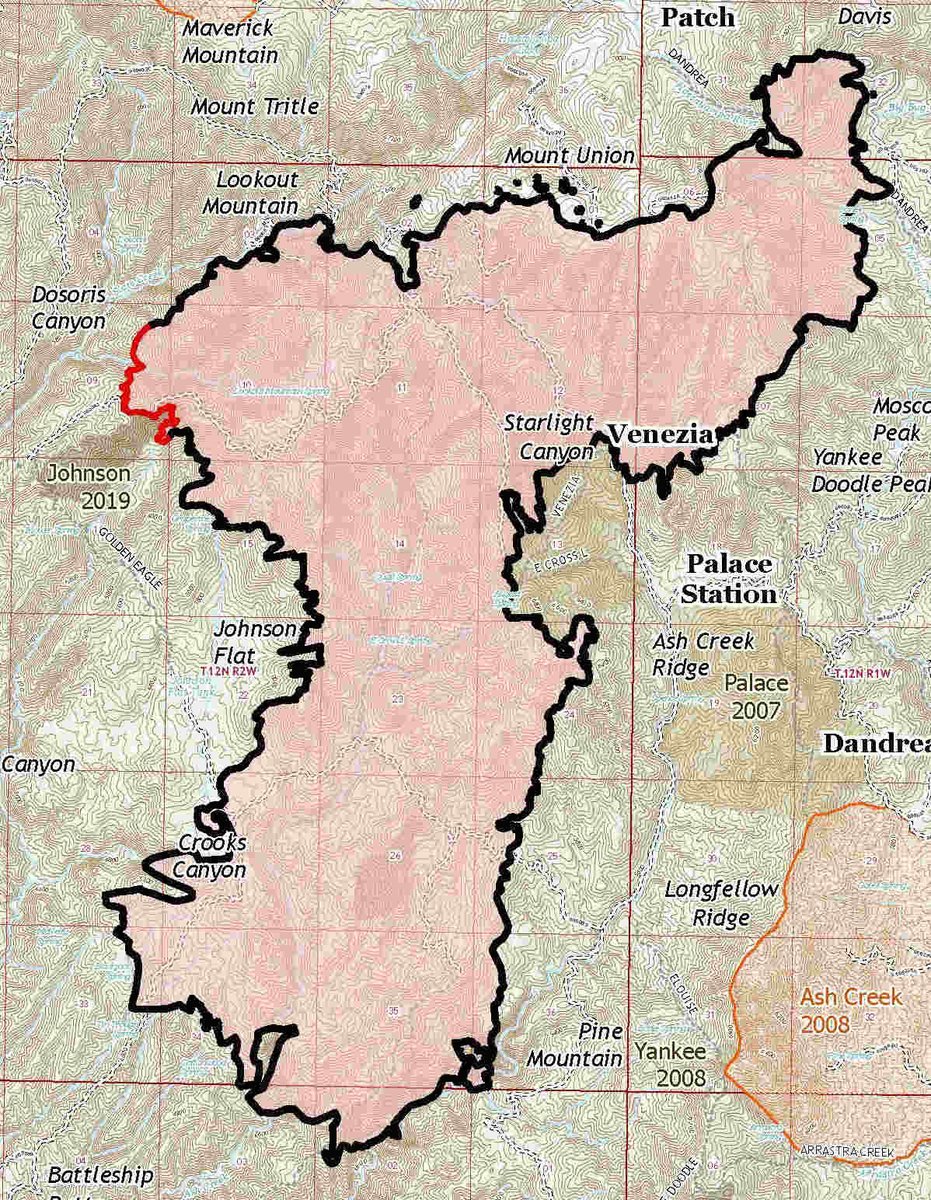 Only 4% of #CrooksFire is uncontained. It is on west edge of fire perimeter.  Roster shed 170 people Thurs. with 330 remaining. Resources incl. 4 crews, 17 eng. and 4 heli. Elsewhere in SWA, 60 crews, 202 eng. & 29 heli. are assigned to various incidents.
https://t.co/9buRc017sY https://t.co/l3LMZcpA76