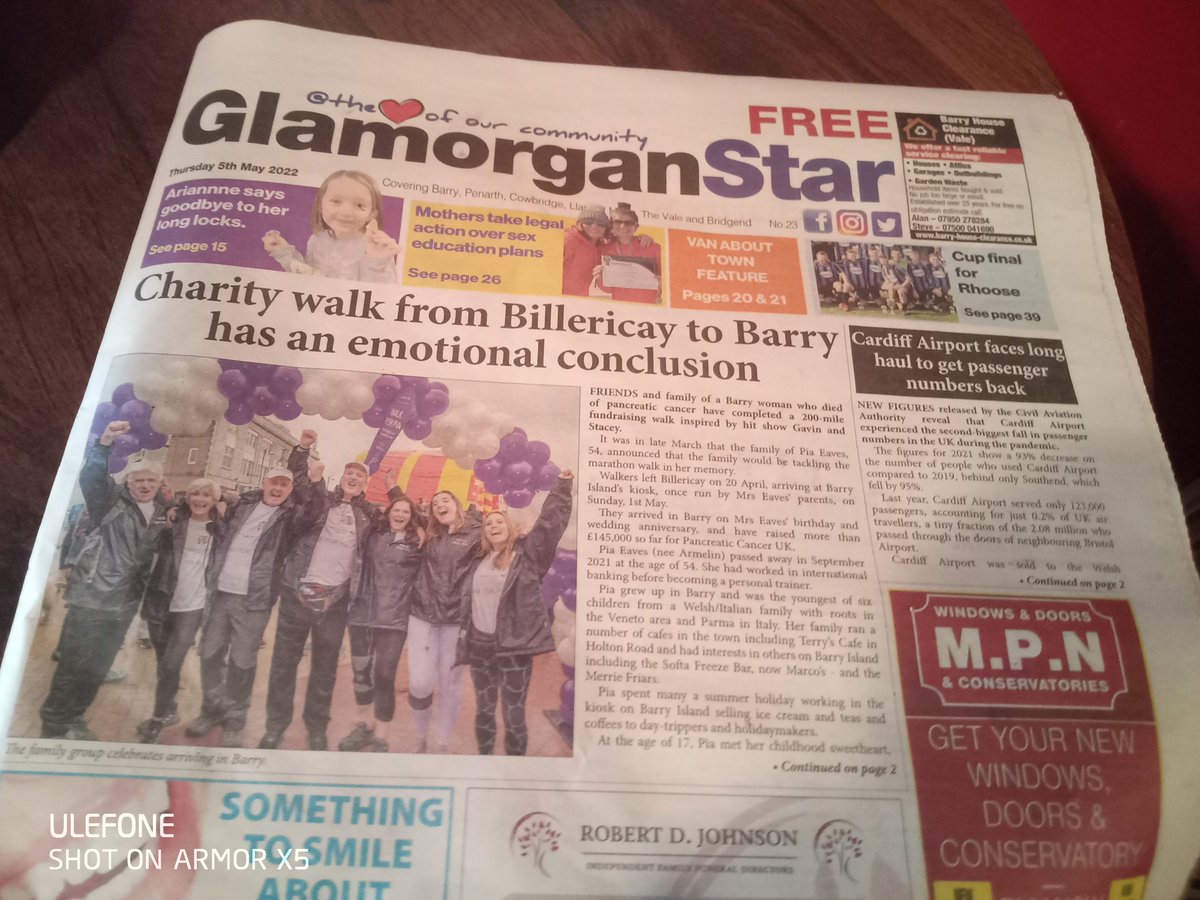AngelaBakerPR's tweet photo. Thank you to the @GlamorganStar for putting @walkforpia on their front page and page 2. https://t.co/gBeDJQ6jl0