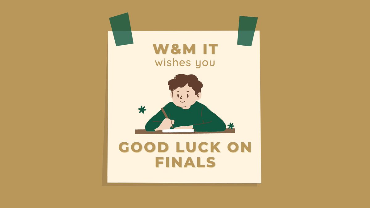 wminfotech's tweet photo. It's hard to believe the semester is already coming to an end. Wishing all of our students the best of luck on their finals exams! #wmLDOC #wmgrad https://t.co/WSF6RLEqvo