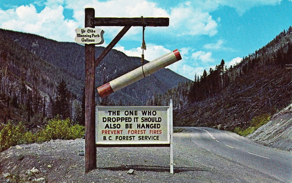Manningpark's tweet image. #FBF Who remembers this sign? 

It was put up in 1950 after a wildfire destroyed 2,396 hectares of forest in the park. 

Remember to be fire safe, and only smoke in designated areas of the park.