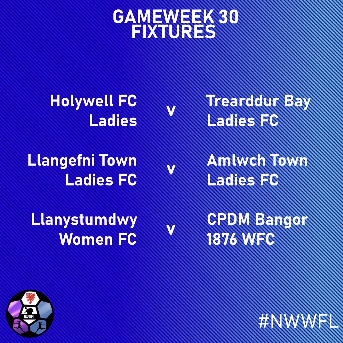 Here are your fixtures for the upcoming weekend...

Gameweek 30 wraps up the season for a few clubs this Sunday, who will be looking to finish it off with 3 points.

#NWWFL